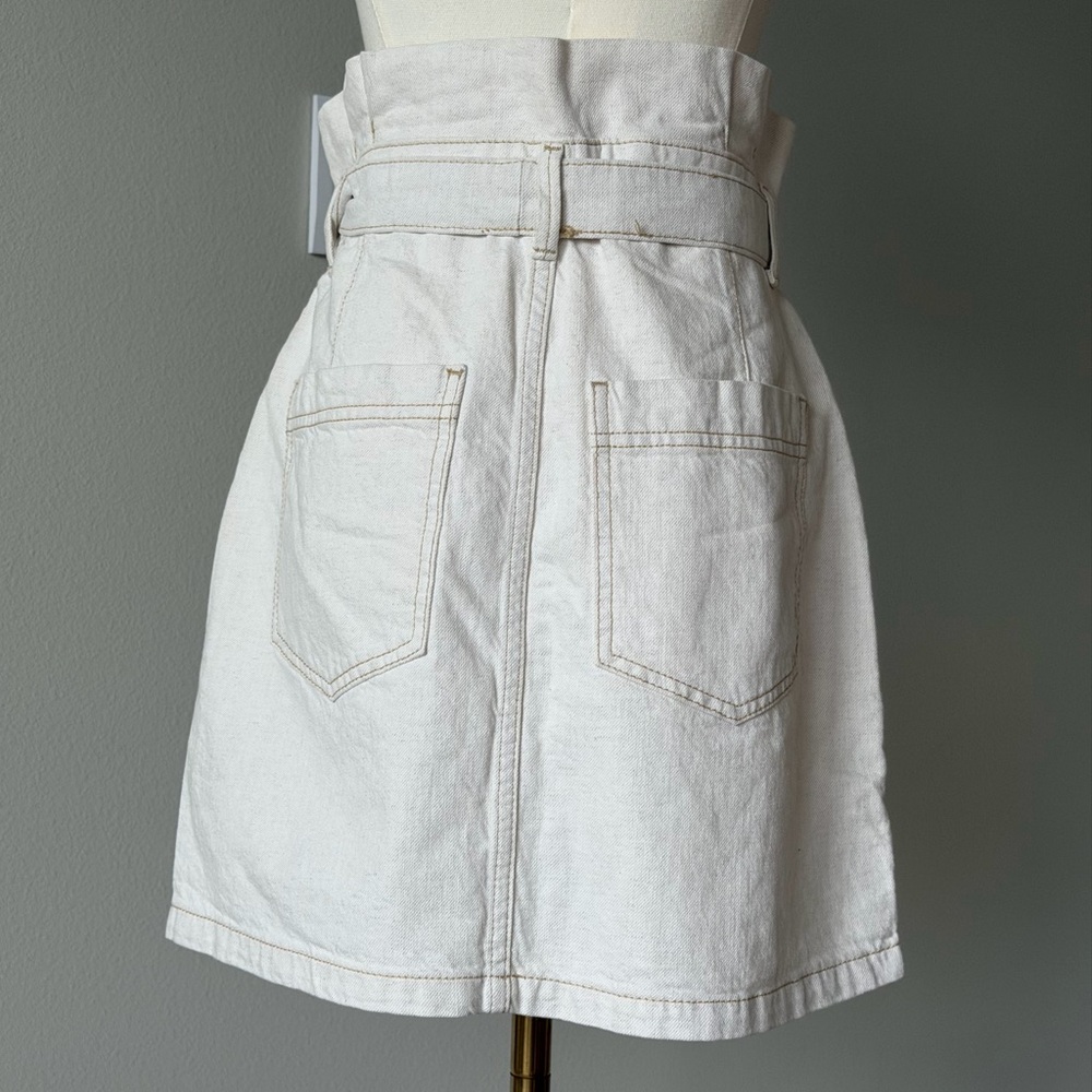 Free People Splendor In The Grass Light Oatmeal Paper - Bag Waist Mini Skirt-6/S - Picture 5 of 14
